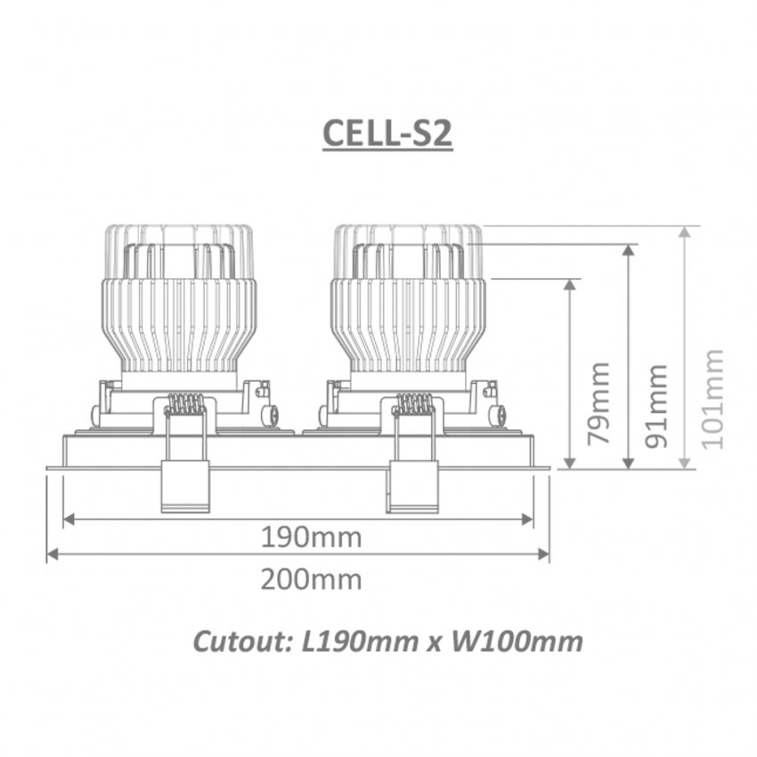 Cell Frame S2 2-Light Slotter Frame to suit Cell Downlight Module ...